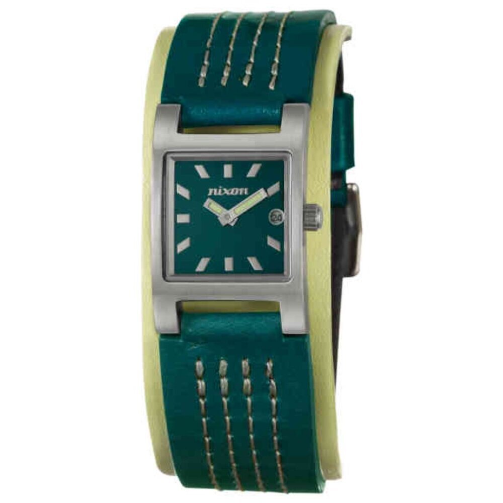 New in Box NIXON "The Trixie" Women's Sports Casual Watch Emerald/Mint Leather
